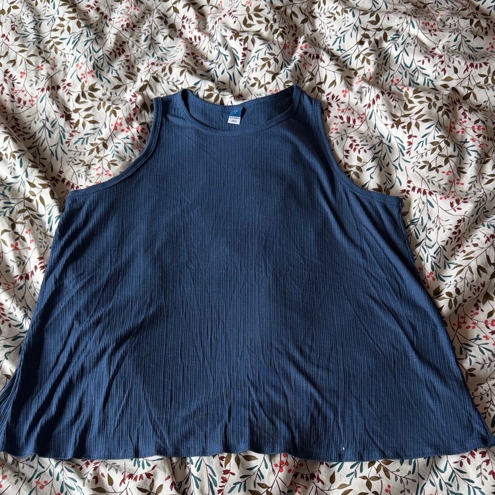 Old Navy Navy Blue Ribbed Swing Tank Top - Women
